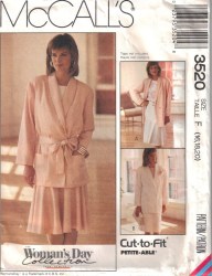 3520 McCalls  UNLINED JACKET, BELT, LOW FLOUNCE= STRAIGHT SKIRT PATTERN 16-20 UNCUT